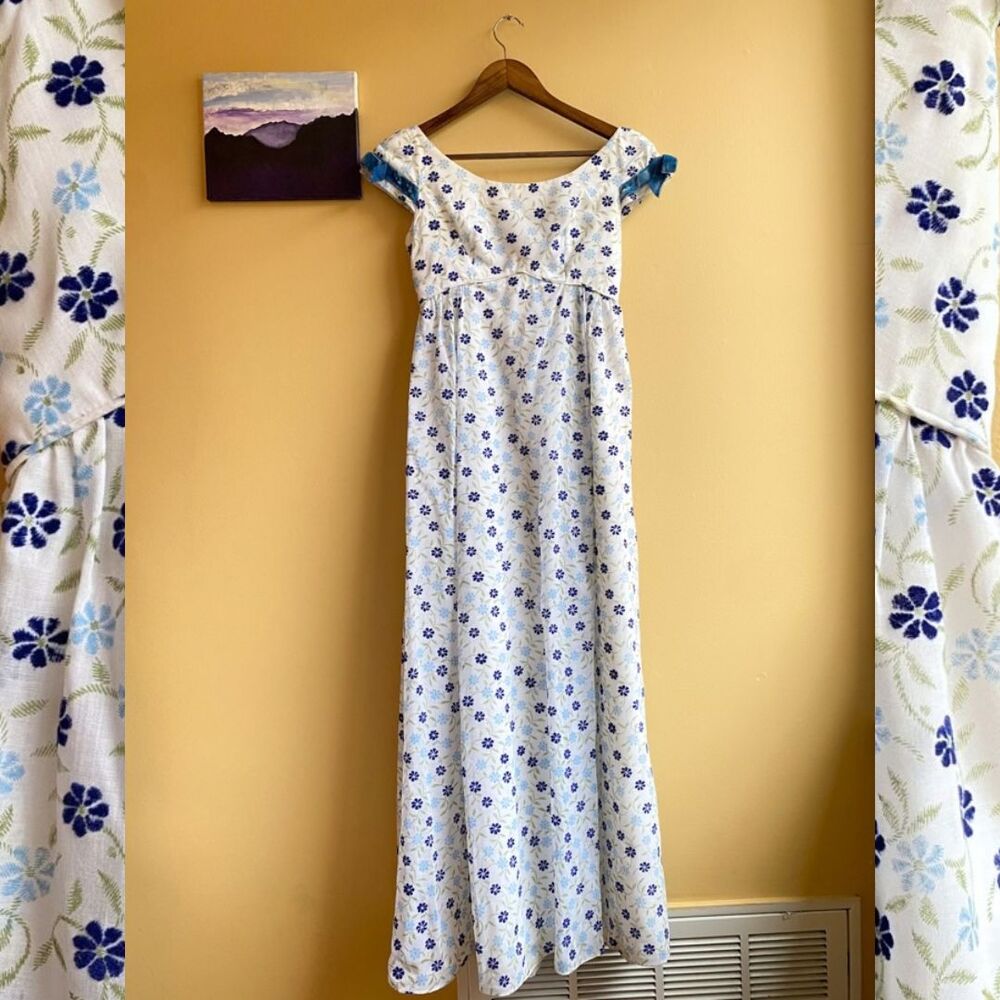 Bridesmaid Dress Emma Domb California 1970s Floral Empire Waist Size 7